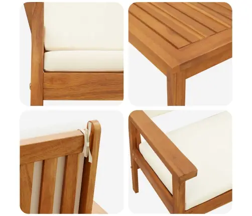 Aia Diivanikomplekt Padjaga 2 Pcs Kreemvalge Tugev Akatsiapuu