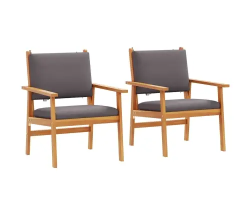 Dārza Krēsli 2 Gab. Ar Spilveniem Cietais Akācijas Koks Vidaxl