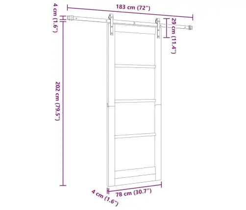 Liuguks Naturaalne Ja Must 78 X 202 Cm Tugev Männipuit Ja Teras