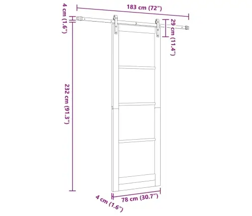 Bīdāmās Durvis Ar Montāžas Komplektu 78X232 Cm Masīvkoks Priede Vidaxl