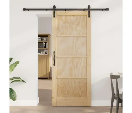 Bīdāmās Durvis Ar Piederumu Komplektu 83X202 Cm Cieta Koka Priežu Vidaxl