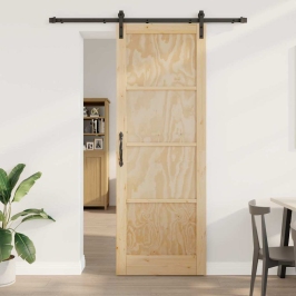 Bīdāmās Durvis Dabīga Un Melna 83 X 232 Cm Vidaxl