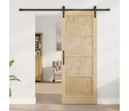 Bīdāmās Durvis Dabīga Un Melna 78 X 202 Cm Vidaxl