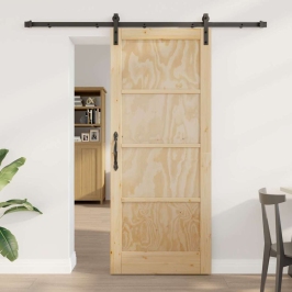 Bīdāmās Durvis Dabīga Un Melna 83 X 202 Cm Vidaxl