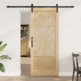 Stumdomos Durys Natūralios Ir Juodos Spalvos 83 X 202 Cm