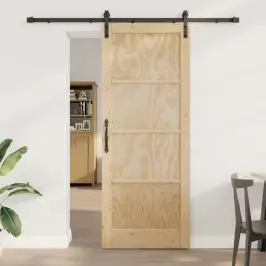 Bīdāmās Durvis Dabīga Un Melna 83 X 211 Cm Vidaxl