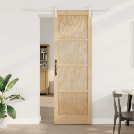 Bīdāmās Durvis Dabisks Un Balts 78 X 232 Cm Vidaxl