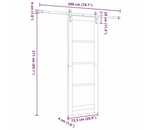 Libisev Uks Pruun 73,5 X 211 Cm Tahke Mänd
