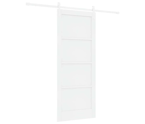 Bīdāmās Durvis Ar Piederumiem Baltas 83X202 Cm Cietā Priedes Koka Vidaxl