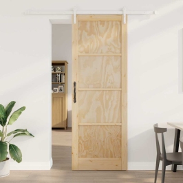 Bīdāmās Durvis Dabisks Un Balts 83 X 232 Cm Vidaxl