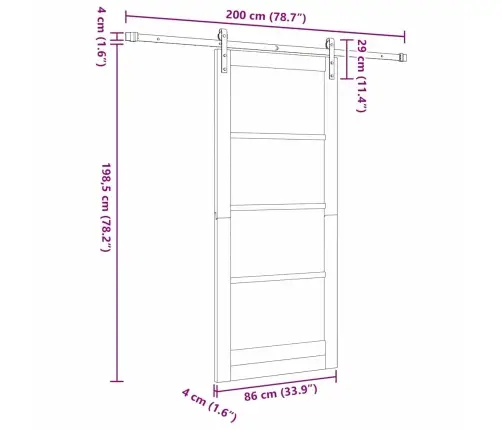 Slankios Durys Natūrali Ir Balta 86 X 198,5 Cm