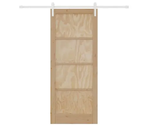 Vidaxl Bīdāmās Durvis Ar Aparatūru 86X211 Cm Solidais Priežu Koks