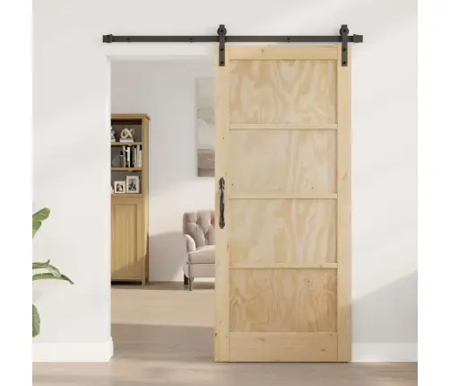 Slīdošās Durvis Ar Aprīkojuma Komplektu 86X198.5 Cm Cieta Priedes Koka Vidaxl