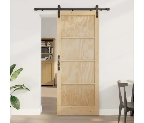 Bīdāmās Durvis Ar Aparatūras Komplektu 86X211 Cm No Cietās Koksnes Priedes Vidaxl