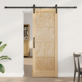 Slīdošās Durvis Dabīga Un Melna 73.5 X 198.5 Cm Vidaxl