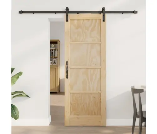 Bīdāmās Durvis Ar Aparatūru 73.5X198.5 Cm Cieta Koksne Priedes Vidaxl
