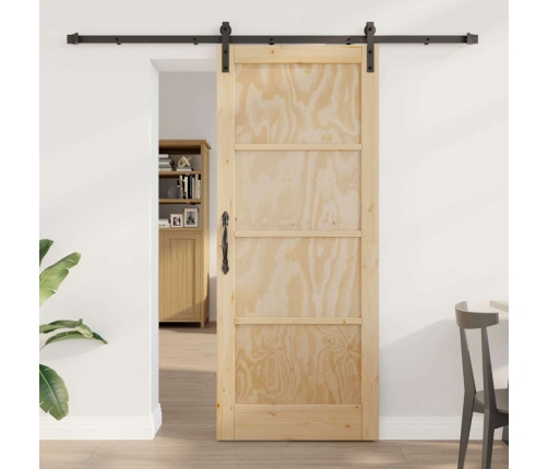 Bīdāmās Durvis Ar Aparatūras Komplektu 83X202 Cm Cietā Koka Priede Vidaxl