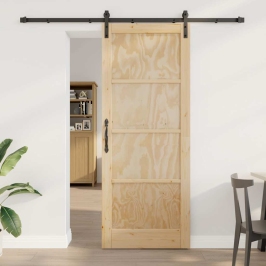 Slīdošās Durvis Dabīga Un Melna 83 X 211 Cm Vidaxl