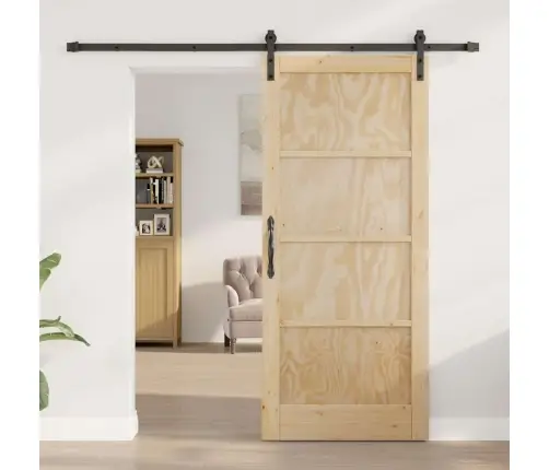 Bīdāmās Durvis Ar Aparatūras Komplektu 86X198.5 Cm Cietkoks Priede Vidaxl