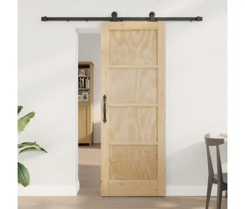 Bīdāmās Durvis Ar Aparatūras Komplektu 73.5X198.5 Cm Masīvkoka Priežu Vidaxl