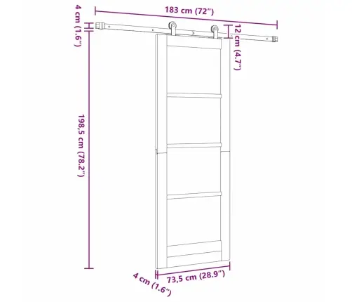 Bīdāmās Durvis Ar Aparatūras Komplektu 73.5X198.5 Cm Masīvkoka Priežu Vidaxl