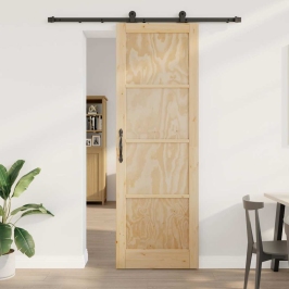 Bīdāmo Durvju Komplekts Dabīga Un Melna 78 X 232 Cm Vidaxl