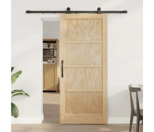 Bīdāmās Durvis Ar Aparatūras Komplektu 86X198.5 Cm Cieta Priedes Koks Vidaxl