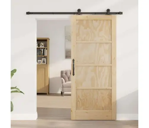 Bīdāmās Durvis Ar Aparatūras Komplektu 86X198.5 Cm Cieta Priedes Koks Vidaxl