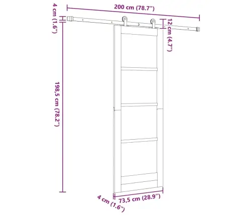 Bīdāmās Durvis Ar Aparatūras Komplektu 73.5X198.5 Cm Masīvkoks Priežu Vidaxl