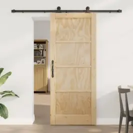Bīdāmo Durvju Komplekts Dabīga Un Melna 83 X 202 Cm Vidaxl
