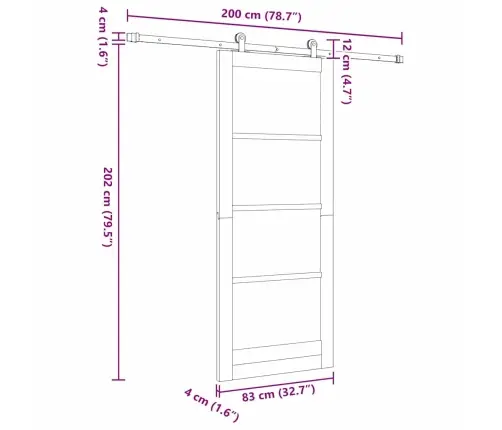 Bīdāmās Durvis Ar Aparatūru 83X202 Cm No Masīvas Priedes Vidaxl