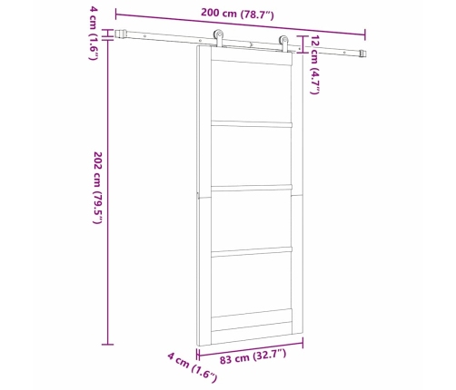 Bīdāmās Durvis Ar Aparatūras Komplektu Baltas 83X202 Cm No Masīvkoka Priedes Vidaxl