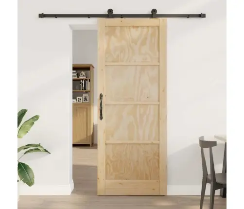 Bīdāmās Durvis Ar Aparatūras Komplektu 83X211 Cm Cietā Koka Priedes Vidaxl