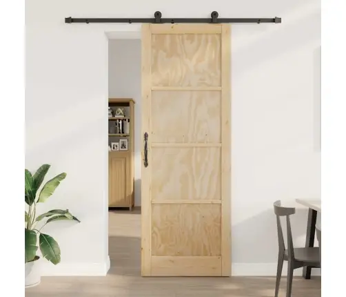 Bīdāmās Durvis Ar Aprīkojuma Komplektu 83X232 Cm Cietkoks Priežu Vidaxl