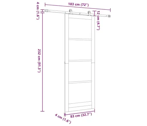 Bīdāmo Durvju Komplekts Dabisks Un Balts 83 X 232 Cm Vidaxl