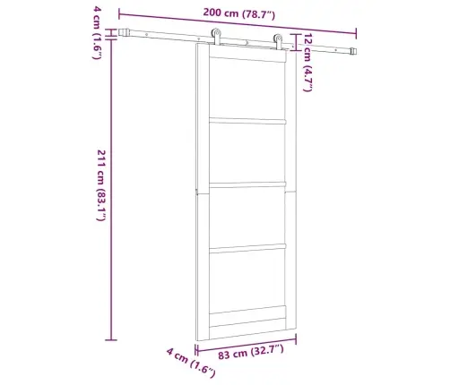 Stumdomų Durų Komplektas Orkdal Natūrali Ir Balta 83 X 211 Cm