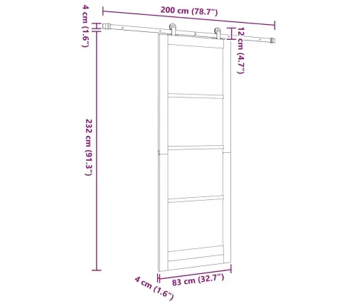 Stumdomų Durų Komplektas Orkdal Natūrali Ir Balta 83 X 232 Cm