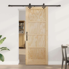 Bīdāmās Durvis Dabīga Un Melna 78 X 202 Cm Vidaxl