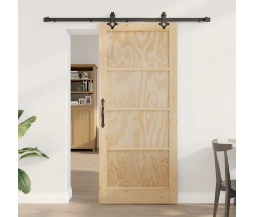 Bīdāmās Durvis Ar Detaļu Komplektu 86X198.5 Cm Masīvkoks Priedes Vidaxl