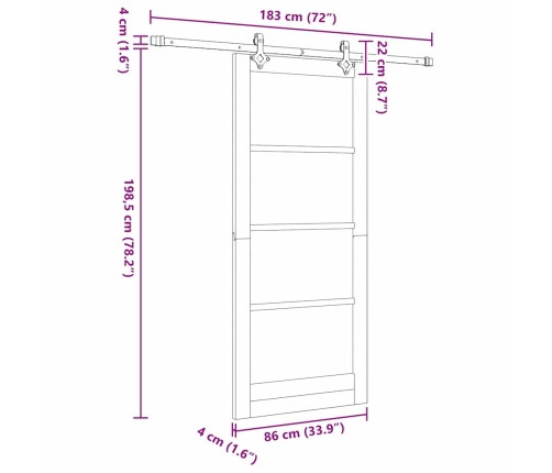 Bīdāmās Durvis Ar Detaļu Komplektu 86X198.5 Cm Masīvkoks Priedes Vidaxl