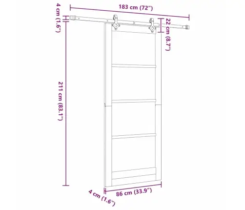 Bīdāmās Durvis Ar Aprīkojuma Komplektu 86X211 Cm Masīvas Priedes Koks Vidaxl