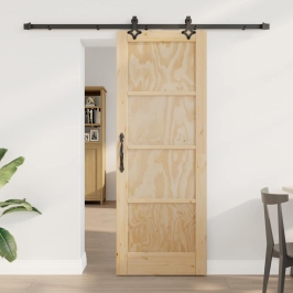 Bīdāmās Durvis Dabīga Un Melna 73.5 X 198.5 Cm Vidaxl