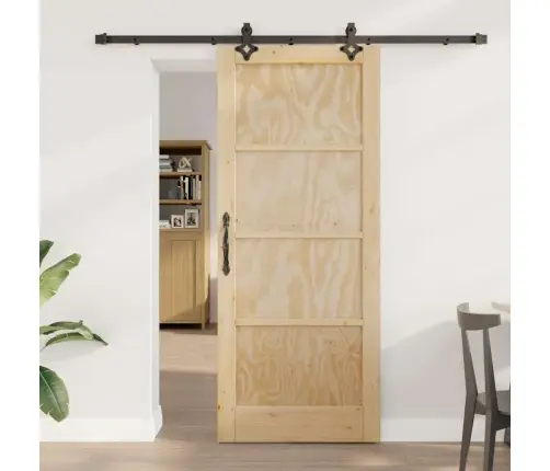 Bīdāmās Durvis Ar Aparatūras Komplektu 83X202 Cm No Cietā Priežu Koka Vidaxl