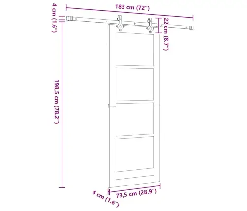 Bīdāmās Durvis Ar Piederumu Komplektu 73.5X198.5 Cm Masīvkoka Priede Vidaxl
