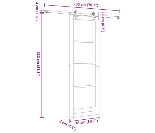 Bīdāmās Durvis Dabisks Un Balts 78 X 232 Cm Vidaxl
