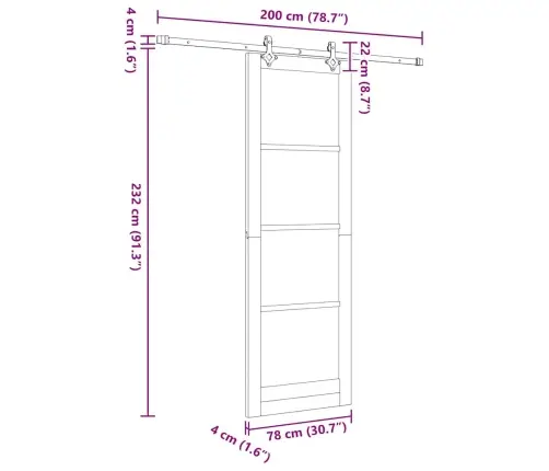 Stumdomos Durys Natūrali Ir Balta 78 X 232 Cm