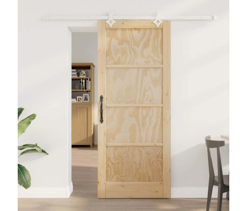Bīdāmās Durvis Balts 83 X 202 Cm Cieta Priedes Koks Un Tērauds Vidaxl