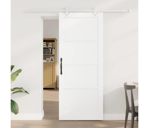 Bīdāmās Durvis Balts 83 X 202 Cm Cieta Priedes Koks Un Tērauds Vidaxl