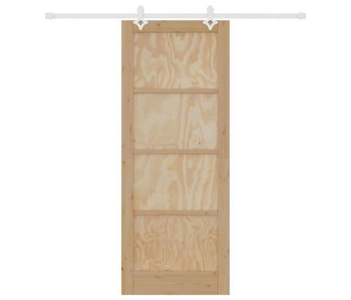 Bīdāmās Durvis Balts 83 X 211 Cm Cieta Priedes Koks Un Tērauds Vidaxl