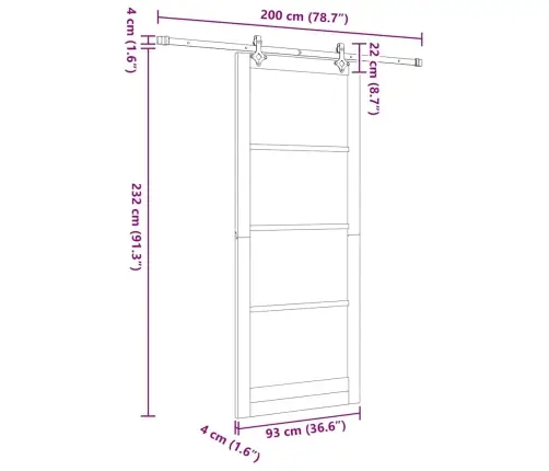 Slankios Durys Balta 93 X 232 Cm Kietos Pušies Mediena